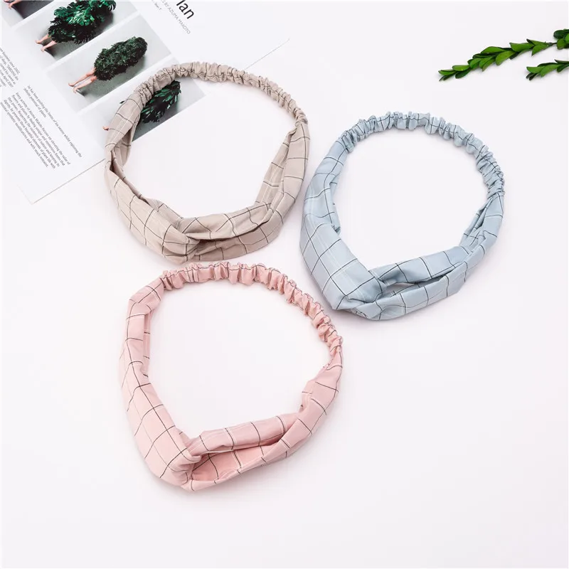 

2019 Fashion Korea Style Plaid Women Headbands