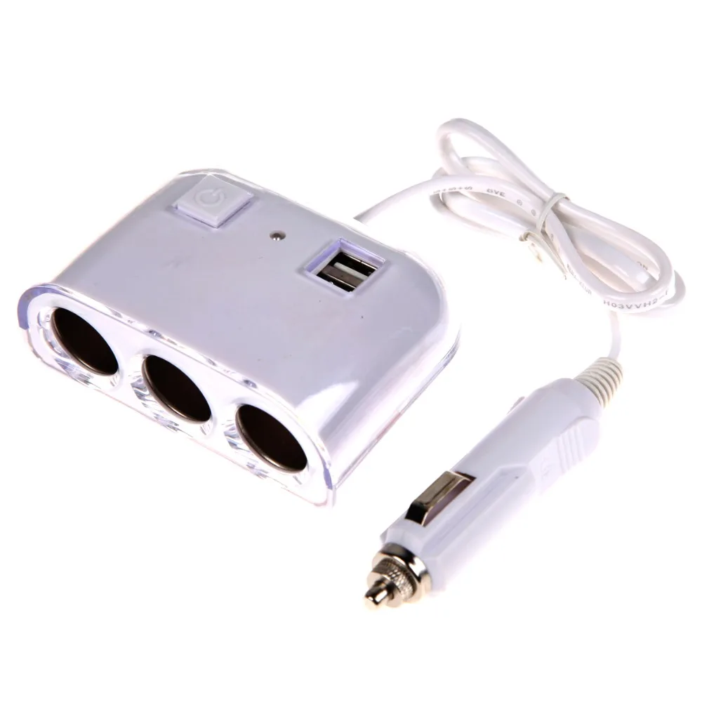 3 Way Car Cigarette Lighter Plug Power Adapter Output 120W 5V Dual USB