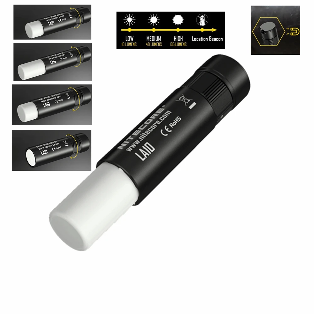 Nitecore LA10 135 люмен мини EDC Кемпинг Nichia XP-G2 S3 светодиодный фонарик 1 х АА Батарея