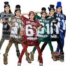 Лето дешевые моды хип-хоп Bling блесток футболка длинные Для женщин с блестками футболка для танцев