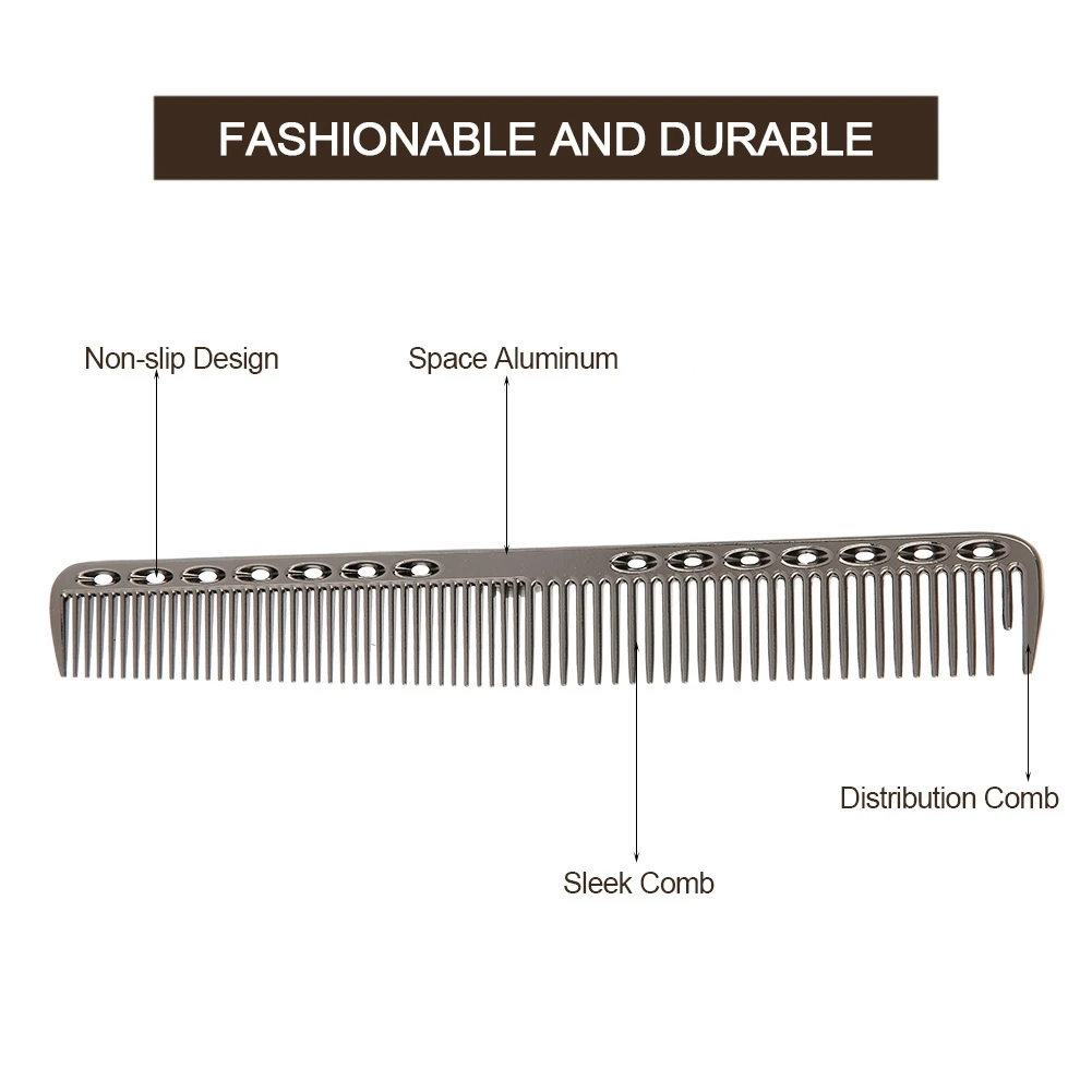 Профессиональные салонные для волос гребень Космический алюминиевый, из нержавеющей стали Антистатический гребень парикмахерские гребни инструменты для красоты черный 02