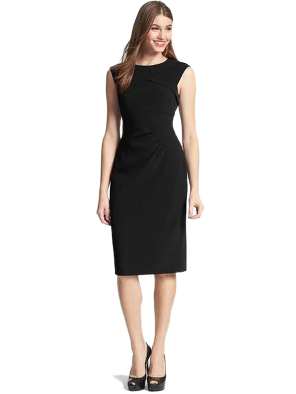 Crepe Dress Ruched Bodycon Elegant Work 