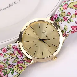 Mujer женские часы Баян коль saati relojes para Для женщин цветочным рисунком для девочек жаккардовые ткани с кварцевым циферблатом браслет наручные