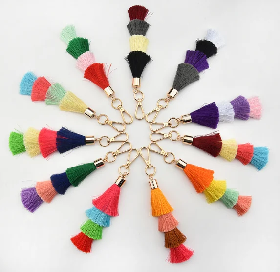 

11 Color Multicolor Ice Silk Tassels bag Pendant Bohemian Style Key Chain for Car Ornament Woman Gift Key Ring