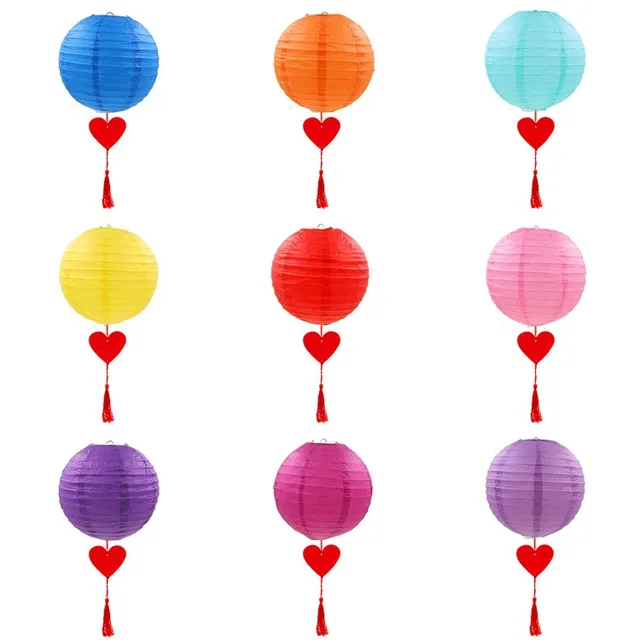(1pc) 8''(20cm) Round Chinese Lantern multicolor Heart shaped pendant