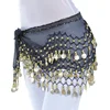 Name of Product: Belly Dance Coin Chiffon Waist Chain Lady Women Belly Dance Hip Scarf Accessories 3 Row Belt Skirt With Gold bellydance Tone Coins Waist Chain Wrap Adult Dance Wear