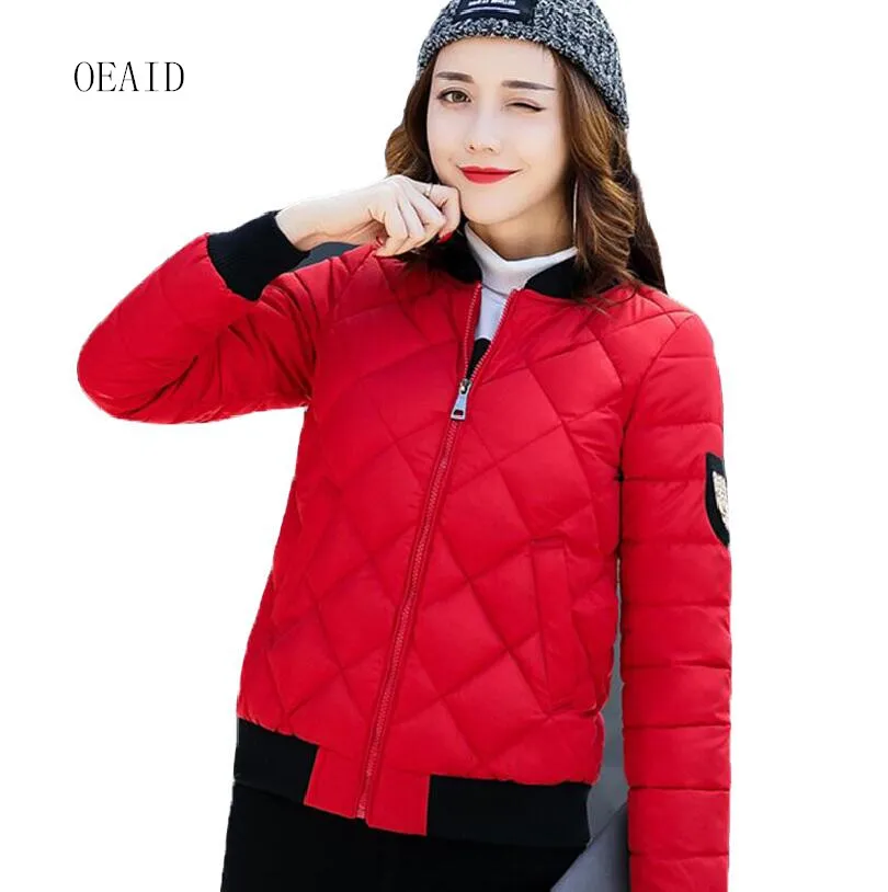 Fashion girl jaqueta casaco parka mulheres jaquetas e casacos de inverno 2017 novo short slim outerwear senhoras casaco vermelho