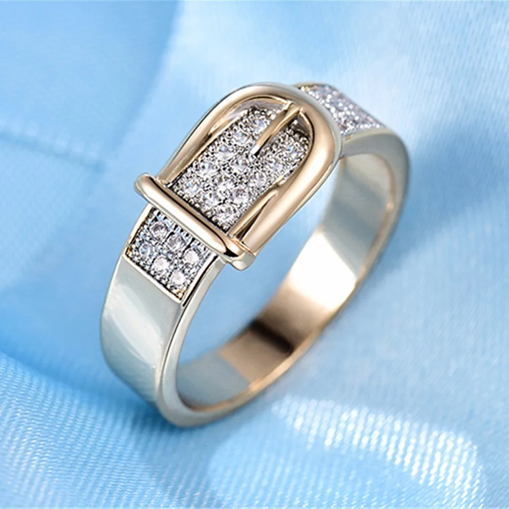New Belt Ring Simple Belt Ring Gold Shining Belt Rings Cubic Zirconia
