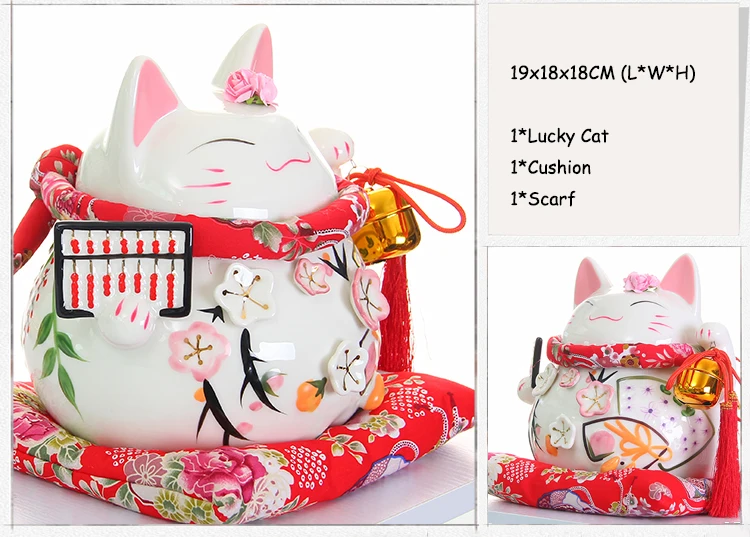 8 дюймов Maneki-Neko керамические китайские счастливые кошки манящие Фортуны кошки статуэтки счастливый Шарм копилка украшения дома