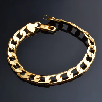 

6/8/10 MM Classic Chain Bracelet Gold Color Bracelet Cool Men Gold Bracelet Link Wedding Jewellery Pulseira Ouro
