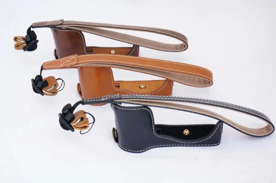 Vintage Leather Bottom Camera Bag Case For Sony A5000 A5100 Camera with