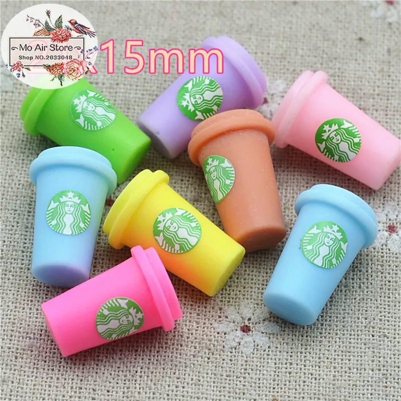 

10PCS 3D Round Coffee Frappuccino cup Resin Flat back Cabochon imitation food Art Supply Decoration Charm Craft