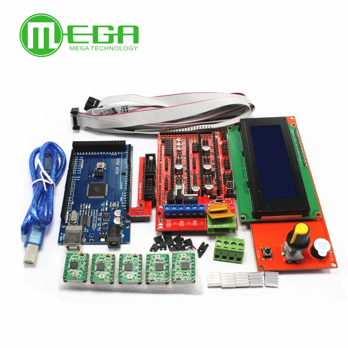 1pcs Mega 2560 R3 1pcs RAMPS 1 4 Controller 5pcs A4988 Stepper Driver Module RAMPS 1