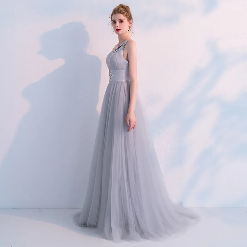 Sexy One Shoulder Evening Dress Long Tulle Crystal Party Abendkleider Evening Gown Robe De Soiree Prom Gowns Elegant Sexy One Shoulder Evening Dress Long Tulle Crystal Party Abendkleider Evening Gown Robe De Soiree Prom Gowns Elegant