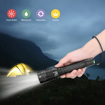 

Portable P50 LED Flashlight Torch Lamp Zoomable Work Lamp Spotlight 5 Modes LED Torch Light linterna Ultra Bright torch camping