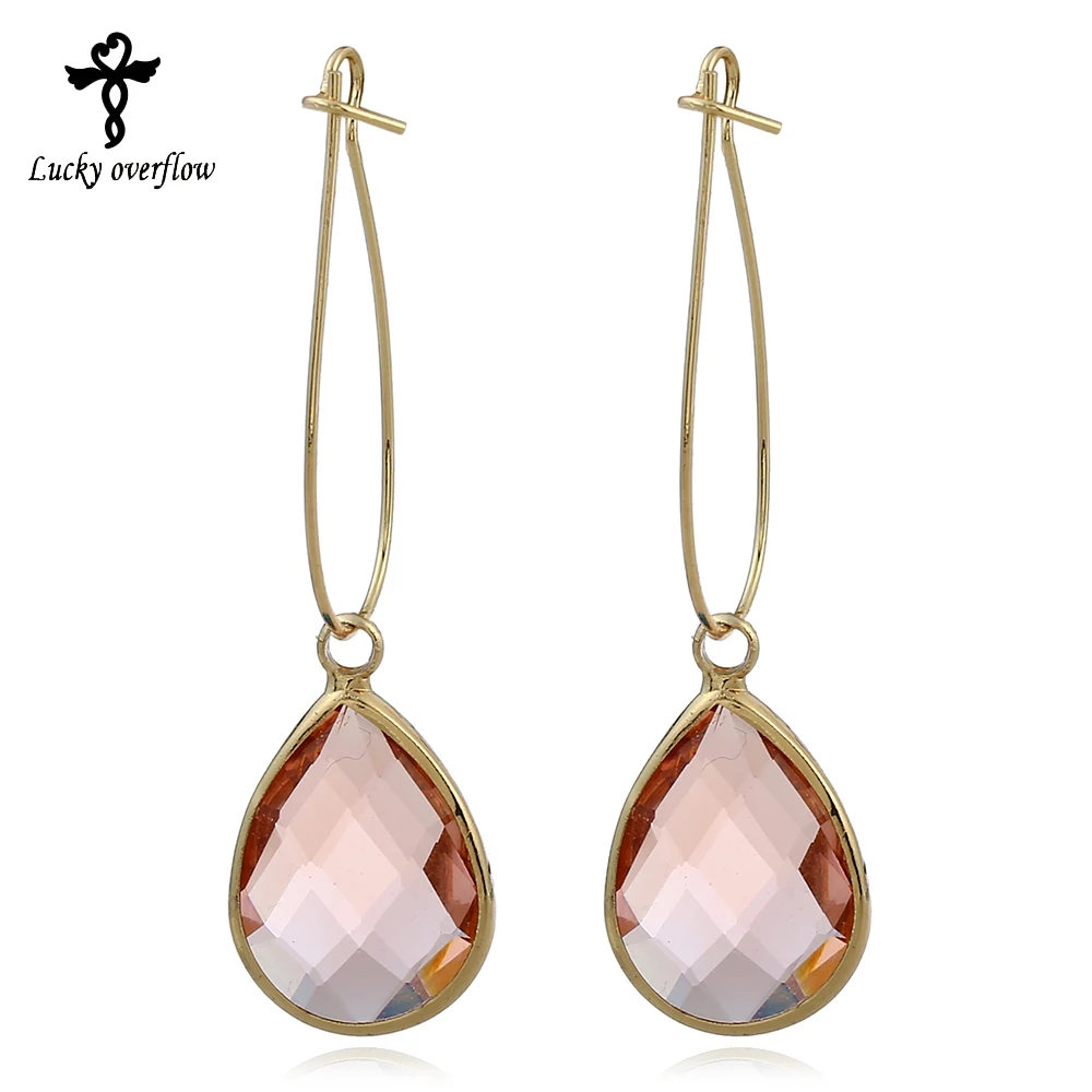 

Best lady 2018 New Fashion Statement Jewelry Crystal Long Earring For Women 4 Colors Wedding Dangle Drop Earrings Wholesale