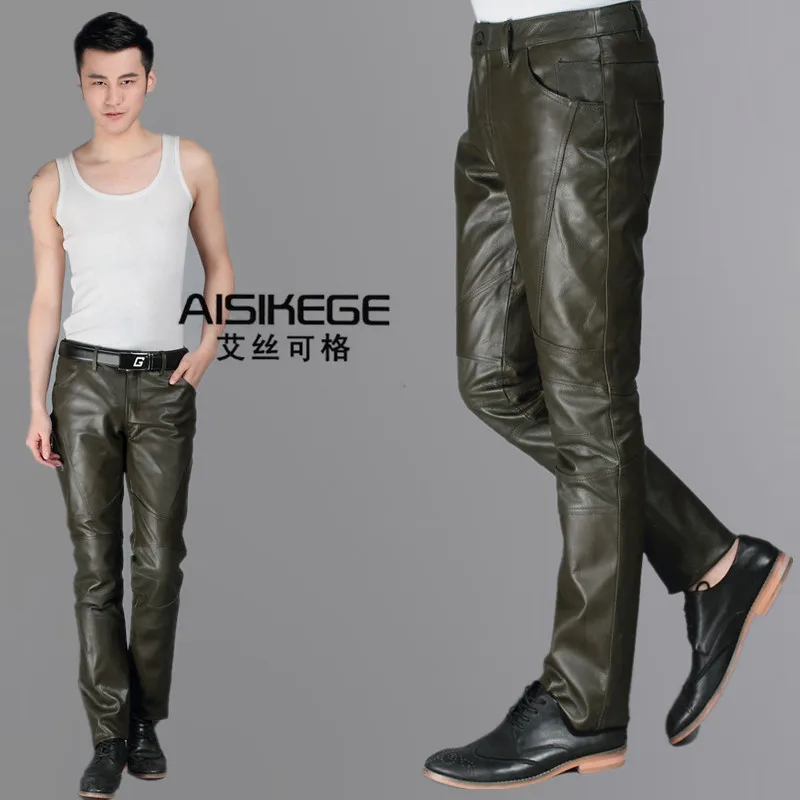 green leather pants mens