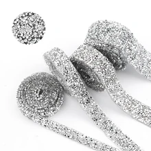 1 Yard couture garniture cristal Motif Strass hotfix Strass ruban applicateur ruban avec Strass fer sur Appliques pour robes