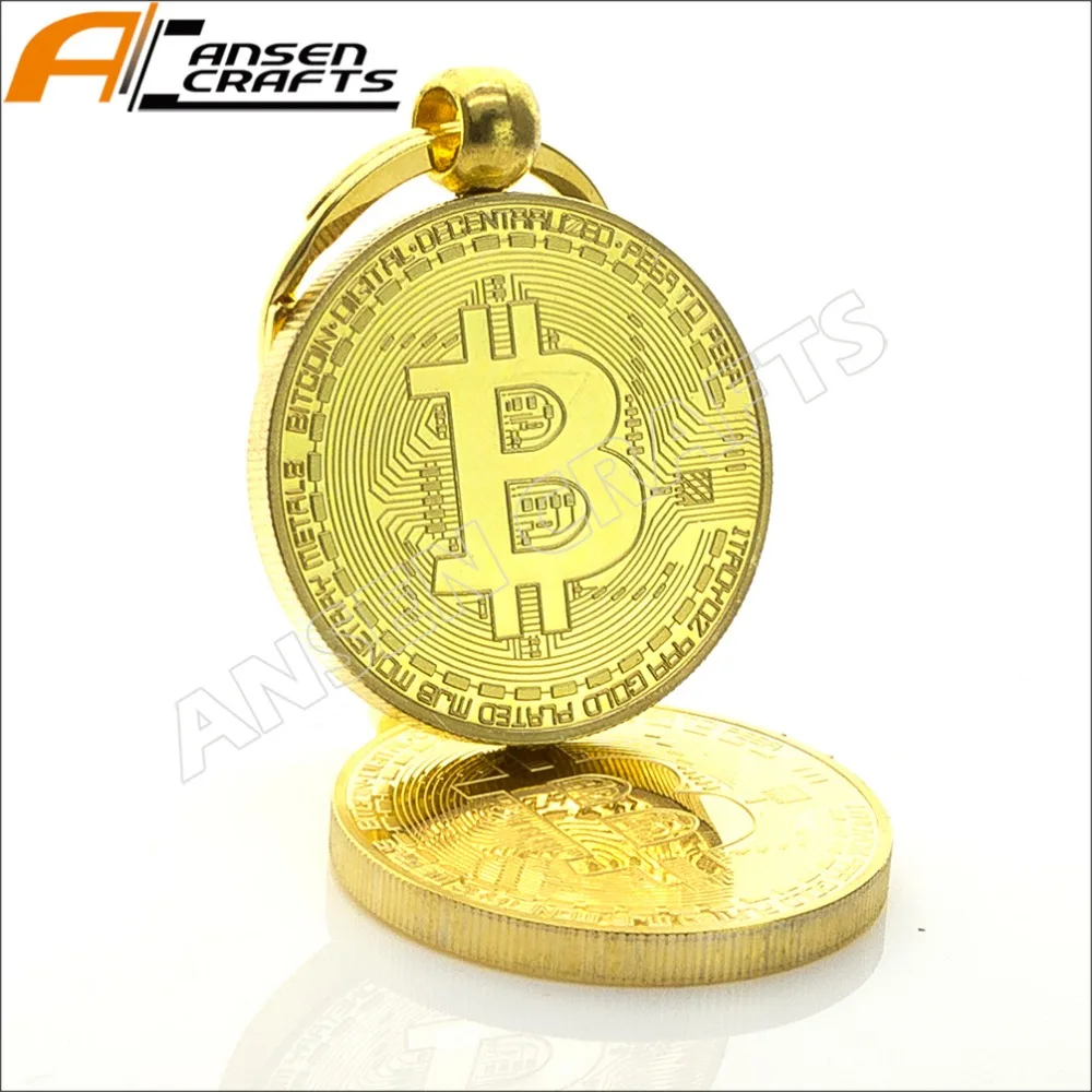 

Gold bitcoin key ring with high quality capsule