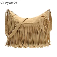 Croyance, винтажная богемная бахрома, сумка через плечо, сумочка, женская сумочка с кисточкой, одноцветная