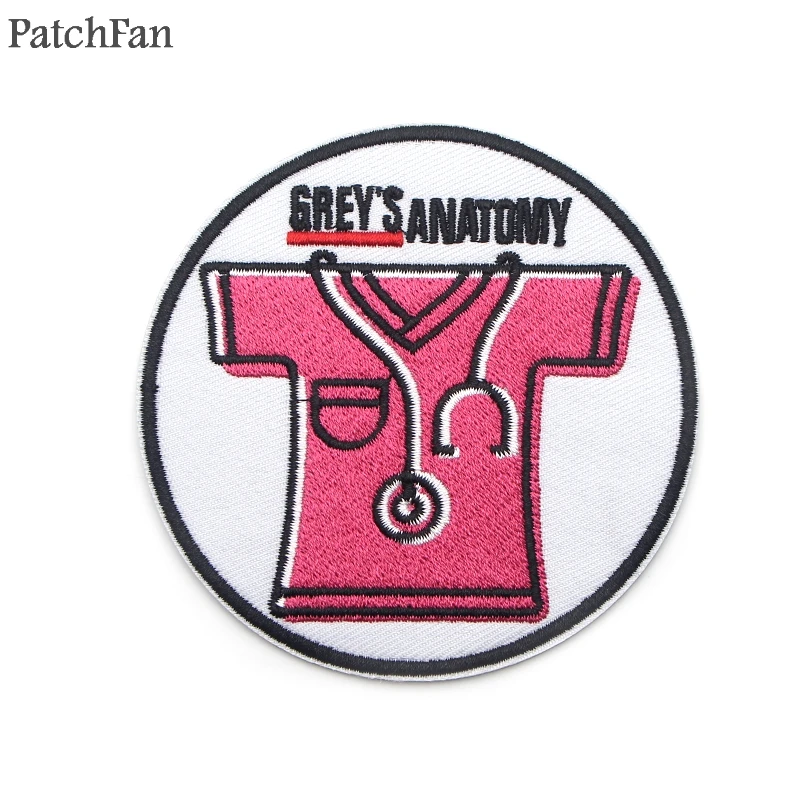 

Patchfan Grey's Anatomy nurse letter sewing diy badges Embroidered Iron on Patches Clothes wallet badge Sticker A1727