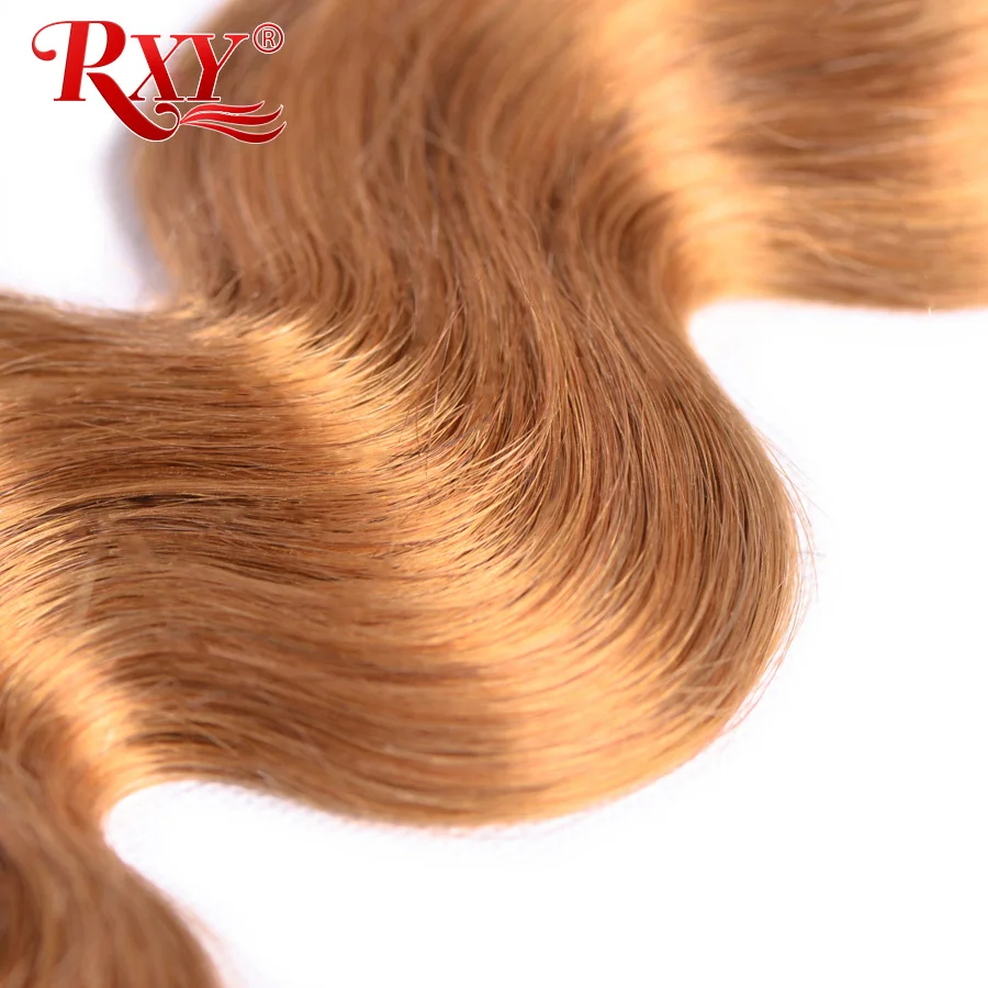 RXY Honey Blonde Brazilian Hair Weave Bundles Body Wave 1/3/4pcs #27 Color 100% Human Hair Bundles Remy Hair Weaves Extension