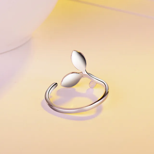 TJP New Arrival Leaf Crystal Female Finger Rings Adjustable Trendy 925 Sterling Silver Rings For Girl Party Accessories Birthday
