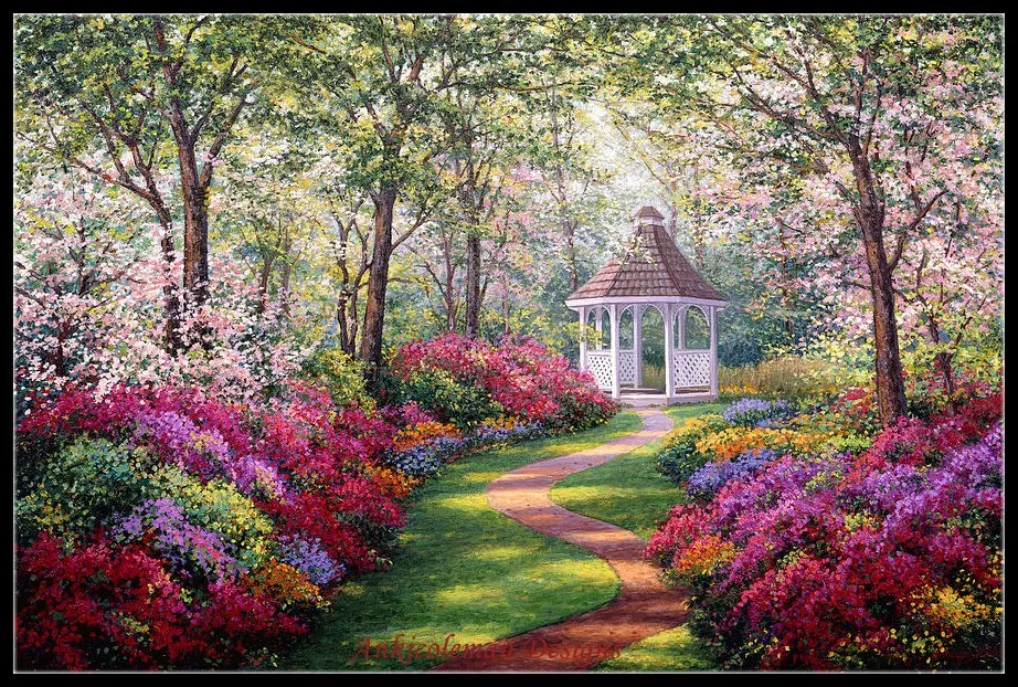 Сады времен значение. Красивый сад. Сад живопись. Нарисовать красивый сад. Пейзаж сад.