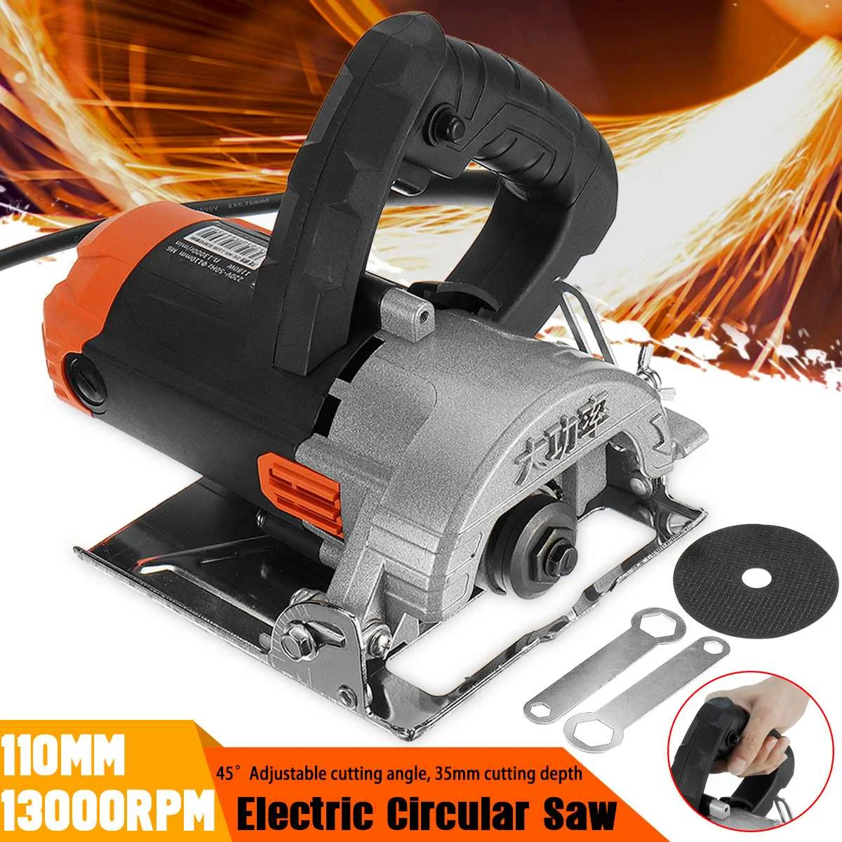 

Portable Cutting Machine 1180W Electric Saw Motors 110mm Blade 13000RPM High Speed Wood Metal Wire Saw Ceramic Marble Tile Tool