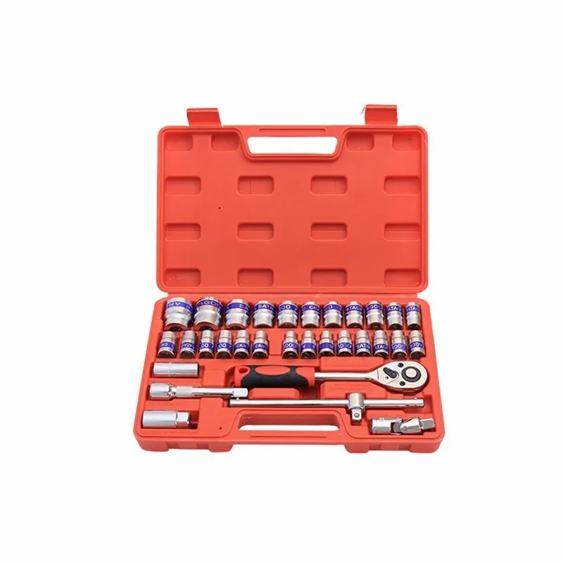

32 Pcs Box Set Hardware Tools Sleeve Set Tool Manual Car Repair Universal Socket Kit Ratchet Wrench 1/2