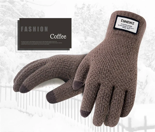 Winter Autumn Men Knitted Gloves Touch Screen High Quality Male Thicken Warm Wool Cashmere Solid Gloves Men Mitten Business -