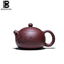 260cc Исин фиолетовый чайник глины рельеф сливы цветок сырой руды zi грязи Zisha горшок дома Посуда для напитков ручной работы известных пуэр чайники для подарка