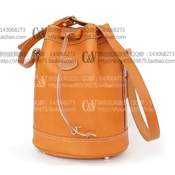 

DIY handmade leather Ladies bucget bag drawing have accurate cut mark not real bag size 28*33*19cm[B-5023]