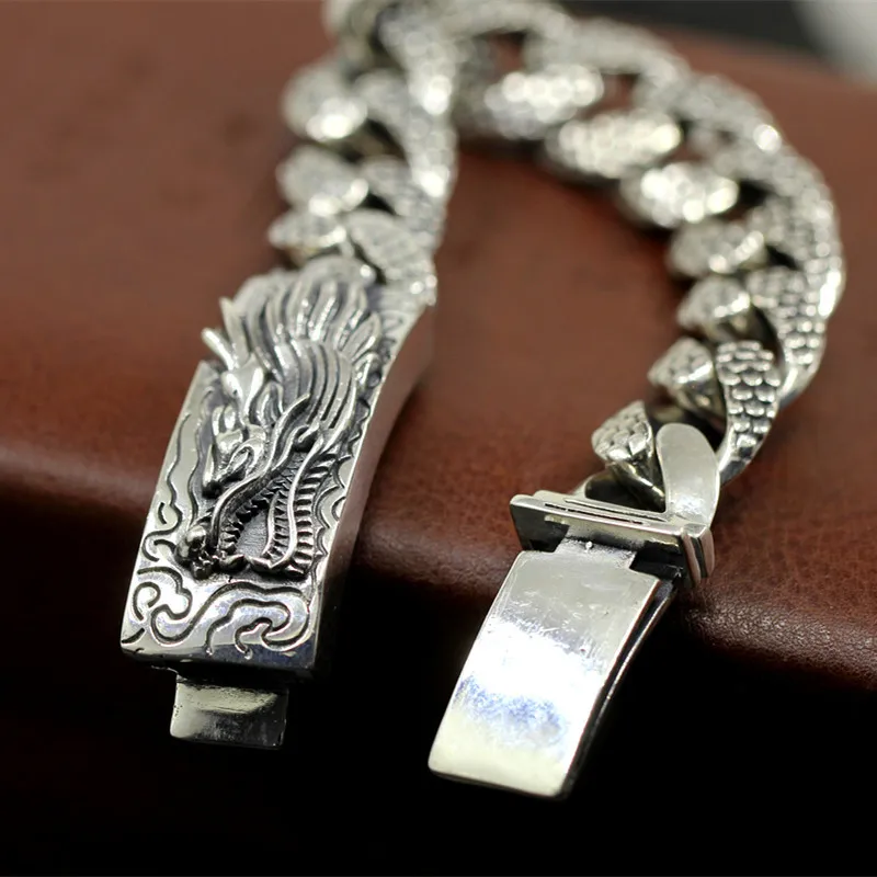 Limited Edition Pure Silver Dragon Bracelet Chain Fine Jewelry S925