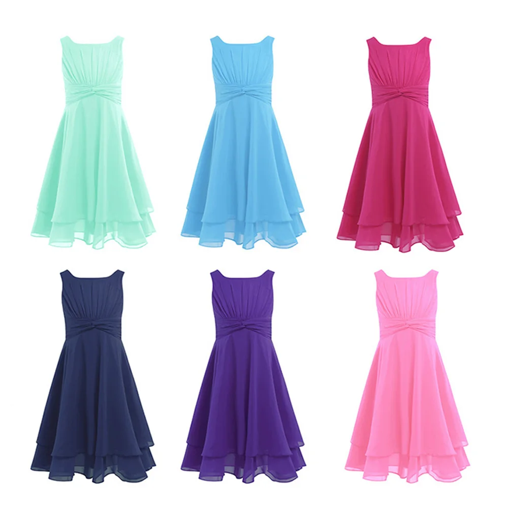 iiniim Baby Girls Dress Chiffon Knotted Princess Dress for Children's Birthday Party Vestidos Summer Kids Dresses for Girls girls dress,princess costume