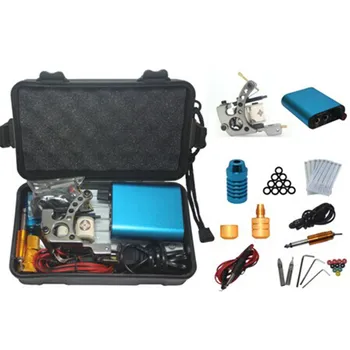 

Complete Starter Tattoo Machine Set Kit 1Pcs Coil Tattoo Machine Guns Power Supply Foot Pedal Needles Grips Tips With Case