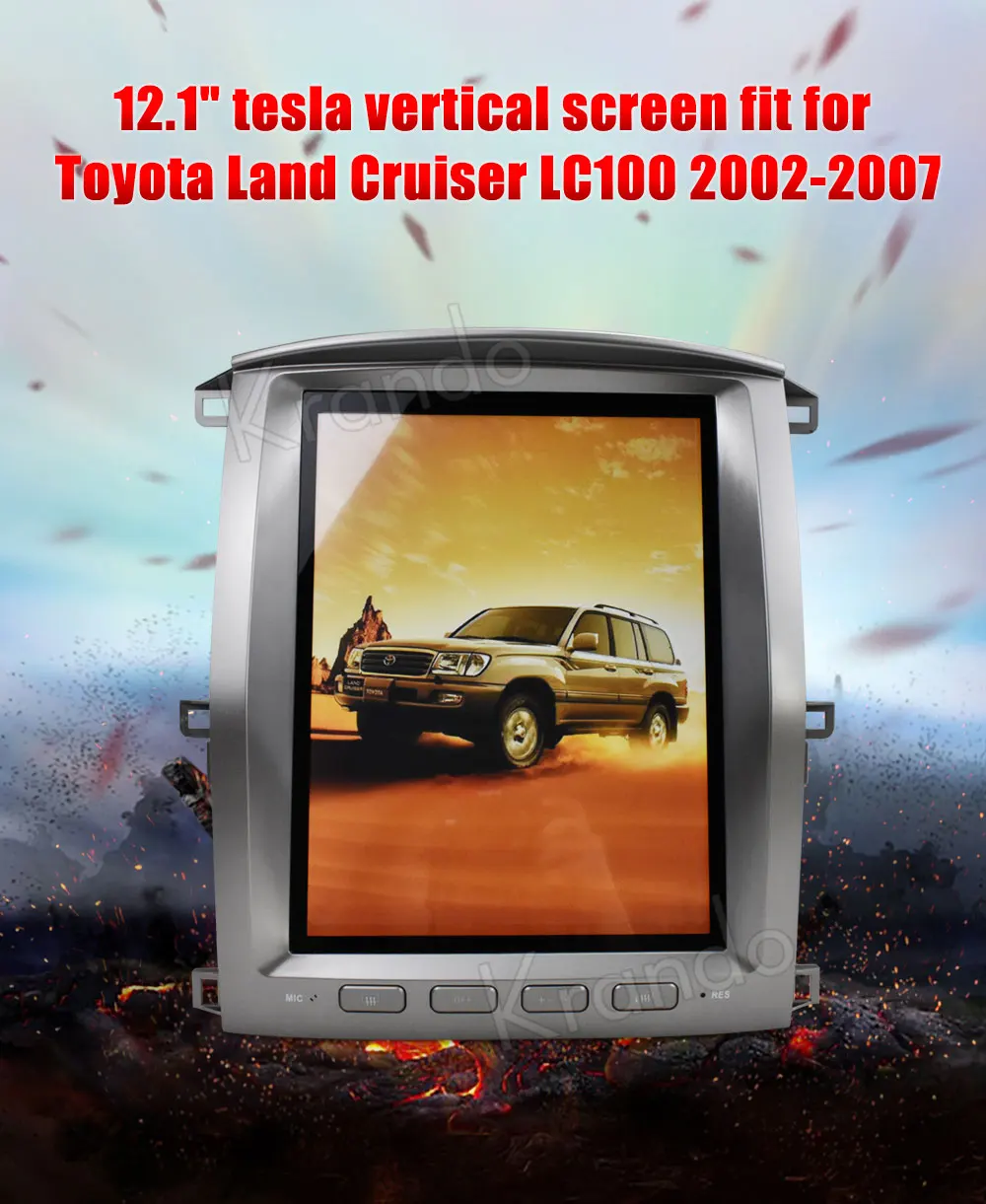 Best Krando Android 8.1 12.1" Vertical screen car audio radio player for Toyota Land Cruiser lc100 2002-2007 GPS navigation 0