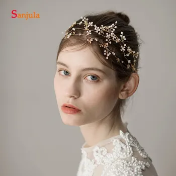 

Charming Little Flowers Wedding Headband for Bridal Gold Hair Jewelry Crystals Wedding Accessories bijoux de tete mariage H195