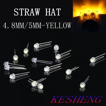

100pcs 5mm(4.8MM) Straw Hat LED Yellow Light Colour LED diode / 5MM Yellow Colour LED emitting diode