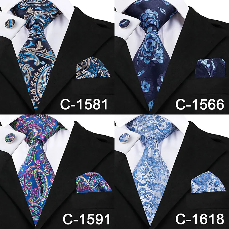 8,5 см Шелковый мужской модный синий Галстук Пейсли Галстук платок Запонки набор мужской свадебный вечерний деловой галстук набор