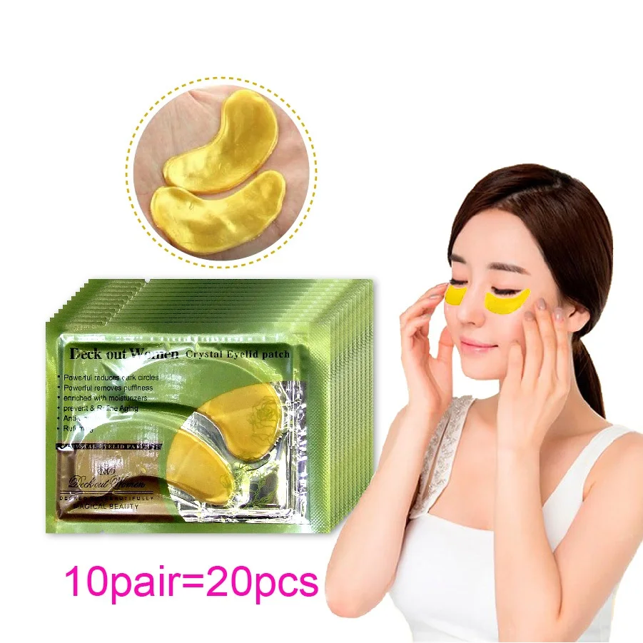 

20Pcs=10Pairs Gold Crystal Collagen Eye Mask Patches For Eye Anti-Aging Acne N Cosmetics Skin Care #