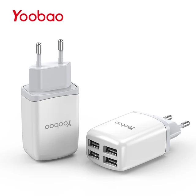 Yoobao мобильный телефон Зарядное устройство USB 4 Европейская вилка адаптер 2.1a Быстрая зарядка для iPhone 7 6 5 для Samsung для xiao Mi для Mi Huawei