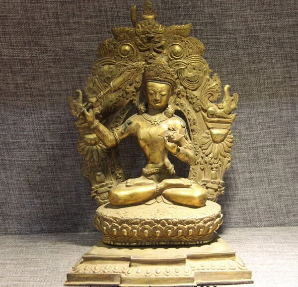 

fast shipping USPS to USA S0839 Tibet Buddhism Temple Copper Bronze Manjusri Manjushri Bodhisattva Buddha Statue