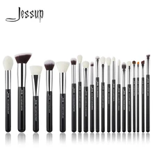 Jessup черный/серебристый набор профессиональных кистей для макияжа, набор инструментов для макияжа, кисти для основы, пудры, натуральные синтетические волосы
