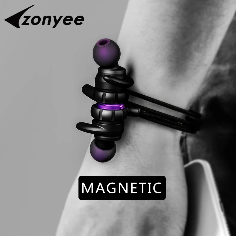

Zonyee K4 Bluetooth Headset Magnetic Sport IPX7 Waterproof Wireless earphone In-Ear Cloth line headphones for iPhone Samsung