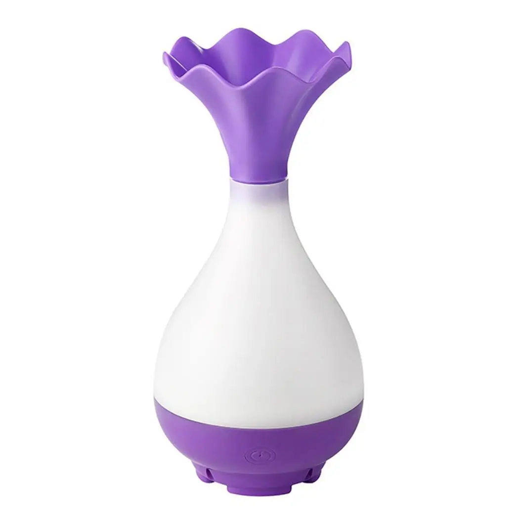 

95ml Ultrasonic Air Humidifier Aroma Essential Oil Diffuser Mini Humidifier Mist Fogger Maker LED Night Light Vase Shape