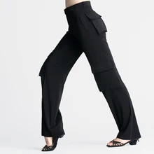 Professional Latin Trousers With Pocket Women/Men Black Wide Leg Latin Dance Pants Boys Ballroom Practice Latin Dance Wear цена Professional Latin Trousers With Pocket Women/Men Black Wide Leg Latin Dance Pants Boys Ballroom Practice Latin Dance Wear цены онлайн