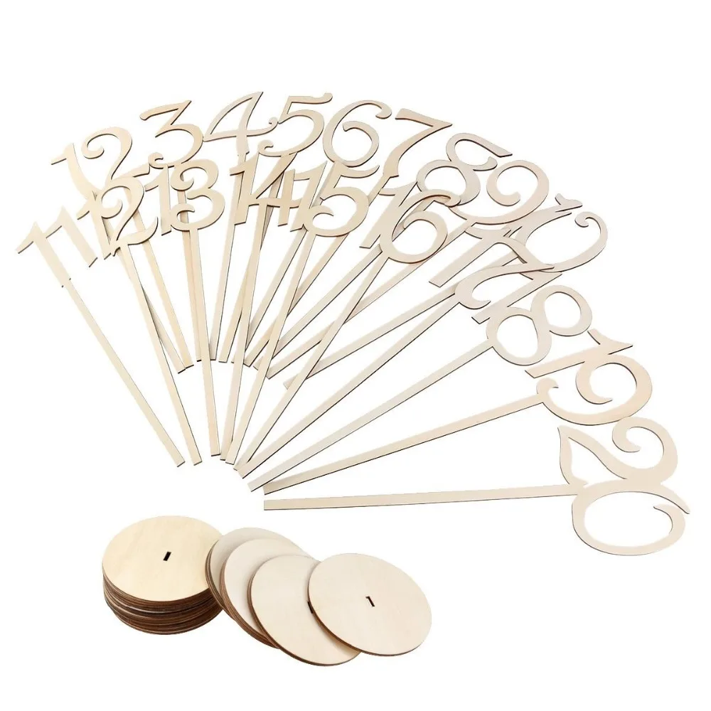 

1-40 Wooden Table Number With Holder Base For Wedding Party Decoration Birthday Party Table Number Holder Stand Weddng Supply