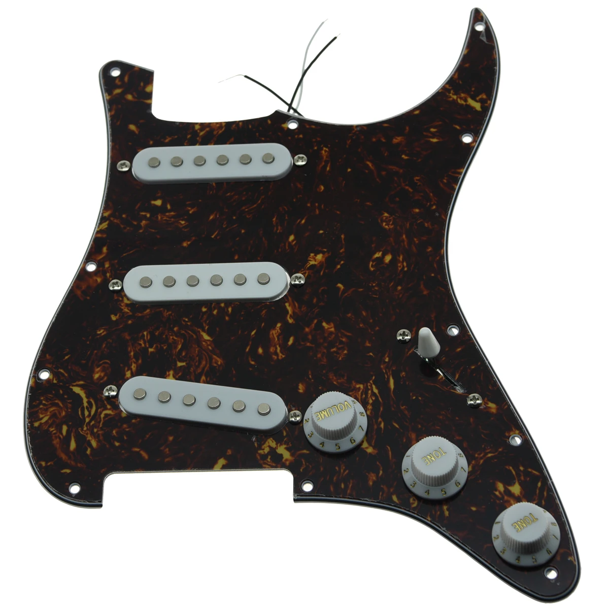 KAISH различные пользовательские Strat Pickguard Prewired ST SSS Pickguard с керамическими звукоснимателями подходит для Fender загруженный Pickguard - Цвет: Dark Tortoise-WH