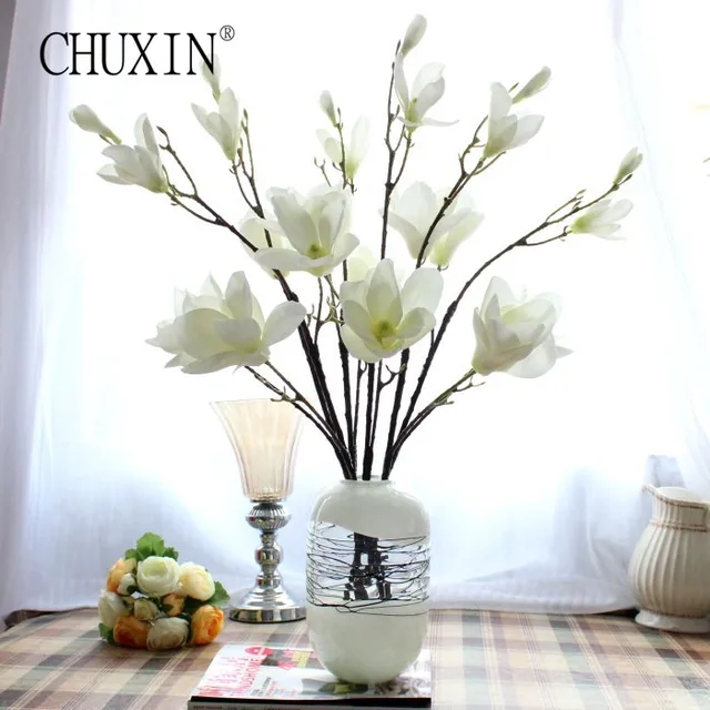 height quality silk magnolia flower artificial decorative wedding flower size by height